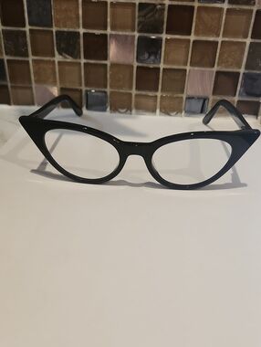 Black Pinup Rockabilly Cateye Non-Perscription Blue Light Block Glasses Zeelool